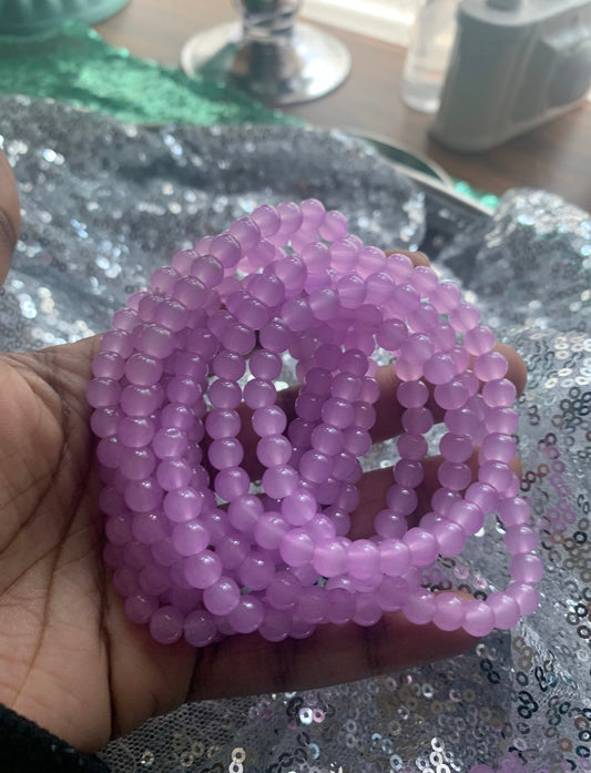 Purple 4mm Beaded Bracelet