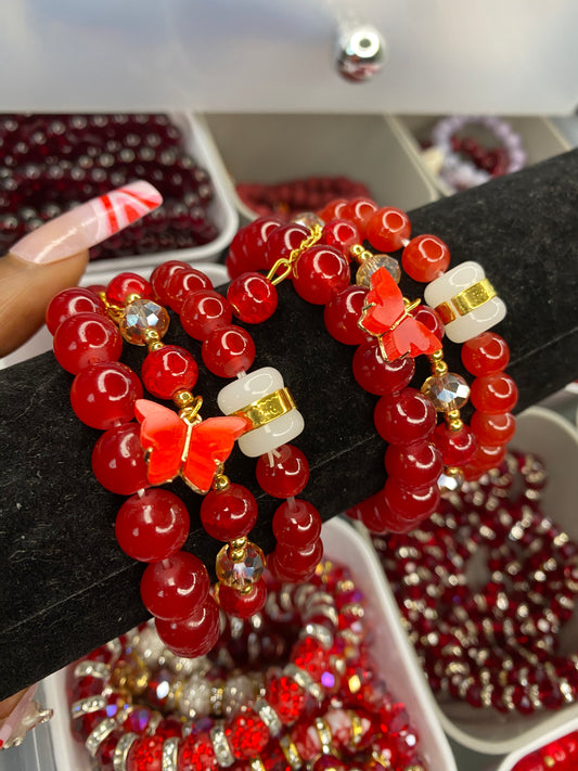Red 3PC Beaded Set 3
