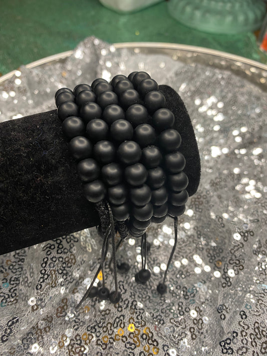 Black Adjustable Beaded Bracelet